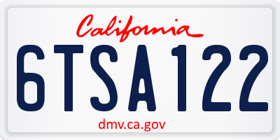 CA license plate 6TSA122