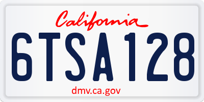 CA license plate 6TSA128