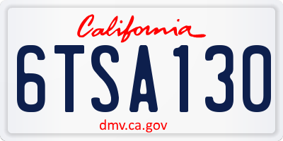 CA license plate 6TSA130