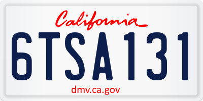 CA license plate 6TSA131
