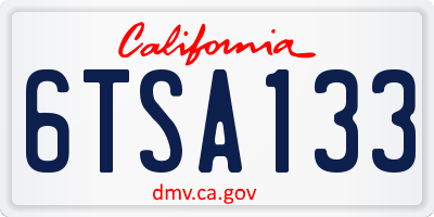 CA license plate 6TSA133