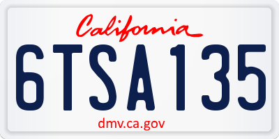 CA license plate 6TSA135