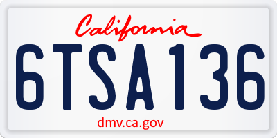 CA license plate 6TSA136