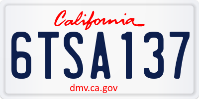 CA license plate 6TSA137