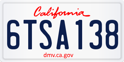 CA license plate 6TSA138