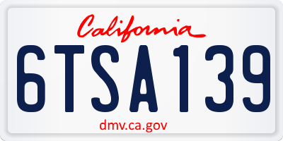 CA license plate 6TSA139