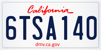 CA license plate 6TSA140