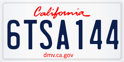 CA license plate 6TSA144