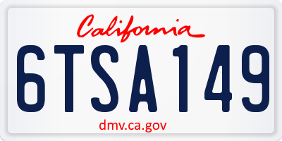 CA license plate 6TSA149