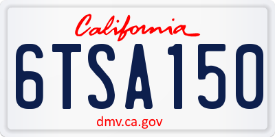 CA license plate 6TSA150