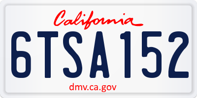 CA license plate 6TSA152