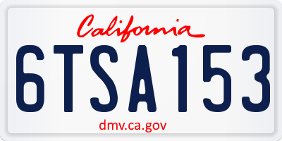 CA license plate 6TSA153