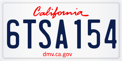 CA license plate 6TSA154