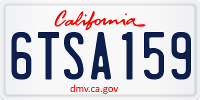 CA license plate 6TSA159