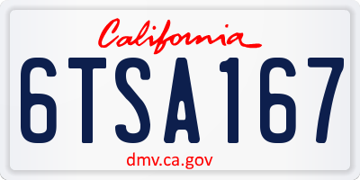 CA license plate 6TSA167