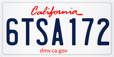 CA license plate 6TSA172
