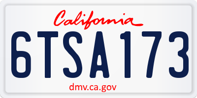 CA license plate 6TSA173