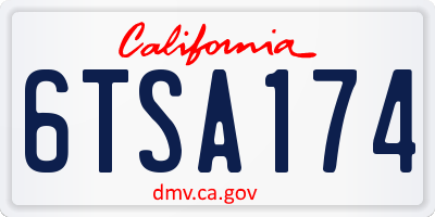 CA license plate 6TSA174