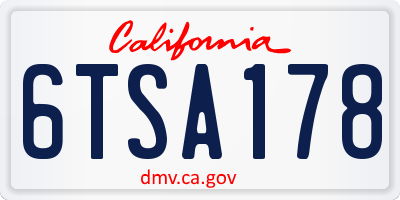 CA license plate 6TSA178