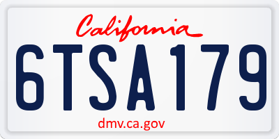 CA license plate 6TSA179