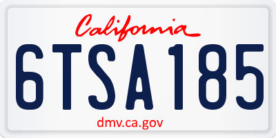 CA license plate 6TSA185