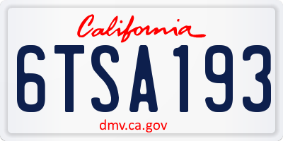 CA license plate 6TSA193