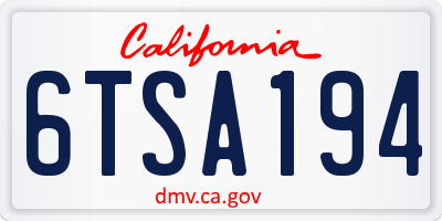 CA license plate 6TSA194