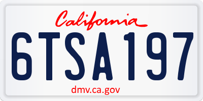 CA license plate 6TSA197