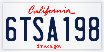 CA license plate 6TSA198