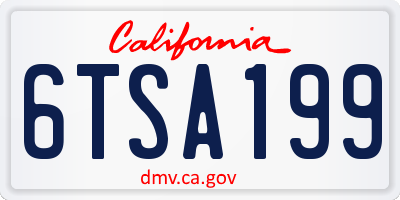 CA license plate 6TSA199