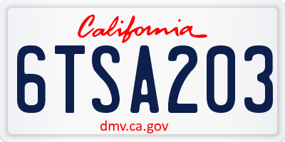 CA license plate 6TSA203