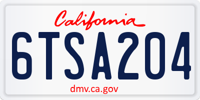 CA license plate 6TSA204