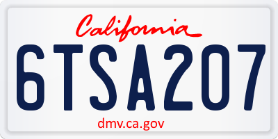 CA license plate 6TSA207