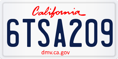 CA license plate 6TSA209