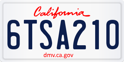 CA license plate 6TSA210