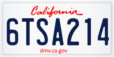 CA license plate 6TSA214