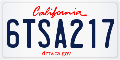 CA license plate 6TSA217
