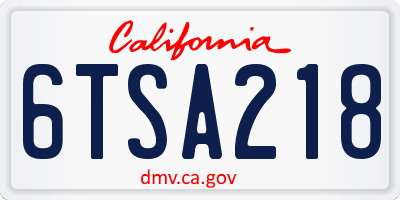 CA license plate 6TSA218