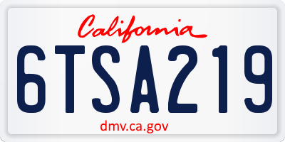 CA license plate 6TSA219
