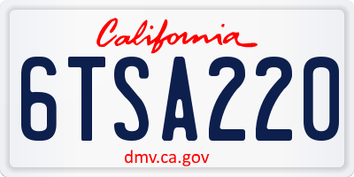 CA license plate 6TSA220