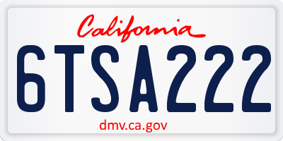 CA license plate 6TSA222