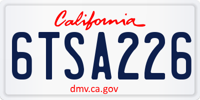 CA license plate 6TSA226
