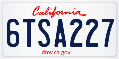 CA license plate 6TSA227