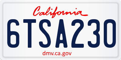 CA license plate 6TSA230