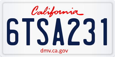 CA license plate 6TSA231