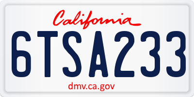 CA license plate 6TSA233