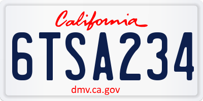 CA license plate 6TSA234