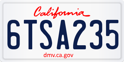 CA license plate 6TSA235