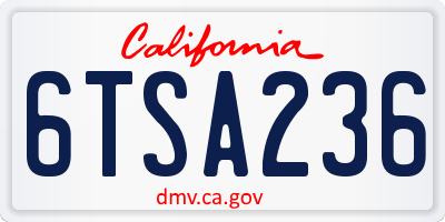 CA license plate 6TSA236