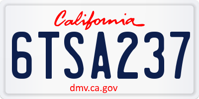 CA license plate 6TSA237